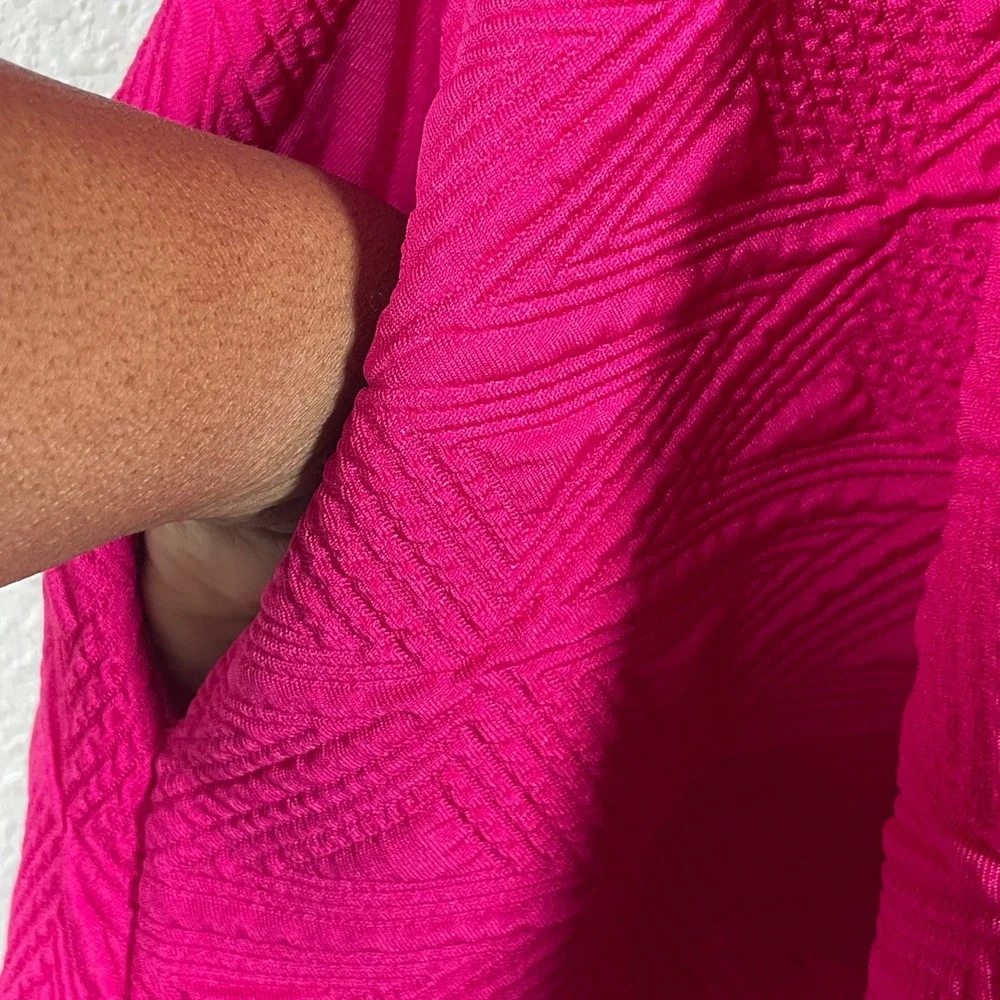 Free People Babydoll Dress Womens Medium Pink Barbiecore Puff‎ Sleeve Open Back